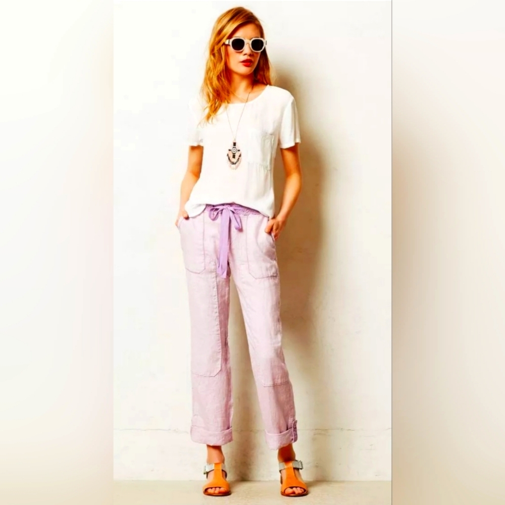 ANTROPOLOGÍE Hei Hei Linen Cargo Jogger Pants